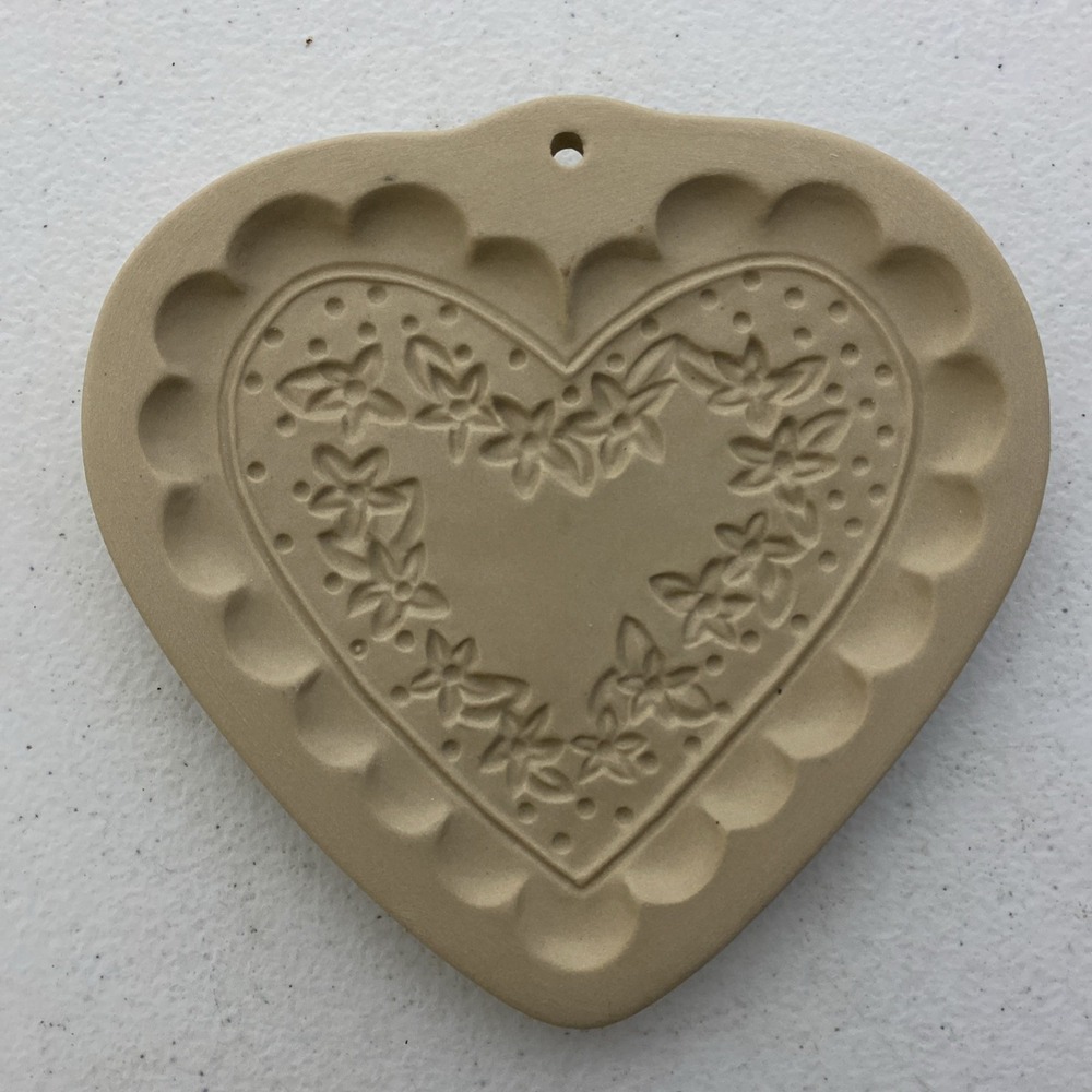 Vintage Brown Bag Cookie Art Stoneware Mold 1996 Hill Design Inc Flower Heart